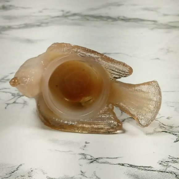 Degenhart Glass Bird & Berry Trinket Paperweight Open Salt Vtg - Picture 8 of 10